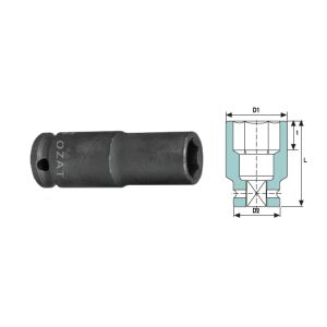 Cap cheie tubulara impact cu pereti subtiri 1/2'' 6 laturi, lunga 22 144120873 - Unelte de mână