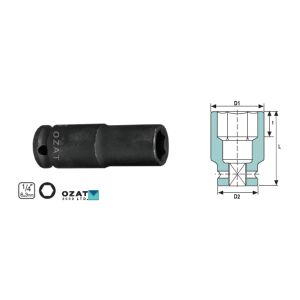 3/8'' 6-kant Kraftsteckschlüsselkopf, lang 19 144121094 - Steckschlüssel