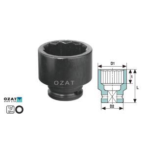 1/2'' Kraft-Steckschlüsselkopf 12-kant, kurz 21 144121186 - Steckschlüssel