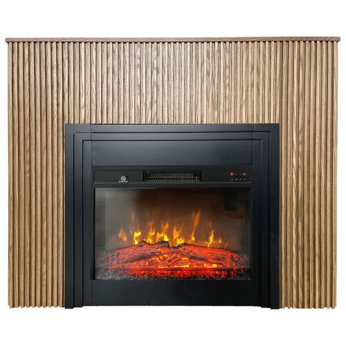 Elektrický krb s drevenými lamelami ElectricSun Lamelia Svetlý dub, s vykurovaním, so zvukom, 3 farieb plameňa, s aplikácia, Š120xV102cm 144121426