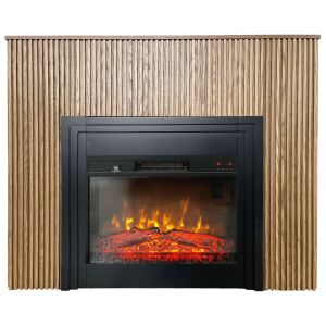 Električni kamin s letvicama, ElectricSun LAMELIA Svijetli Hrast, s grijanjem, s plamenom u 3 boja, sa zvukom i mobilnom aplikacijom, Š120xV102 144121426 - Kamin