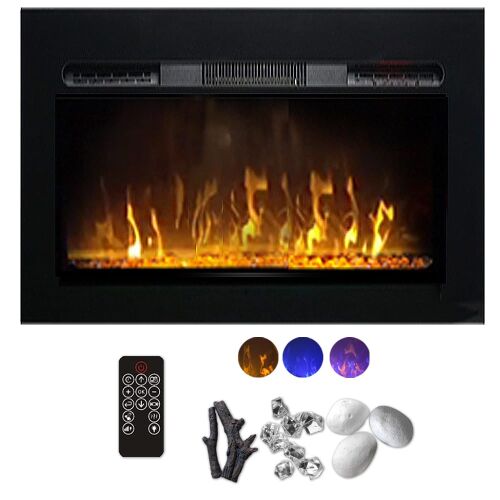 Kominek elektryczny 3D ElectricSun PAULA XXS czarny szkło, naścienny, podłogowy lub wbudowane, 3 kolory, L76xH45x16cm 144121551