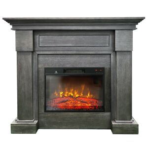 Електрическа камина ElectricSun MONTENEGRO Сив, със звуков ефект, 3 цвята, WI-FI връзка с приложение, L127xH107cm 144121753 - Електрическа камина