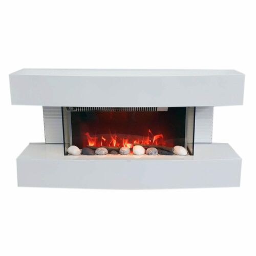 Kominek elektryczny Paula mały biały ElectricSun, z dźwiękiem, 10 kolory, z aplikacją, L81xH41x22cm 144121689