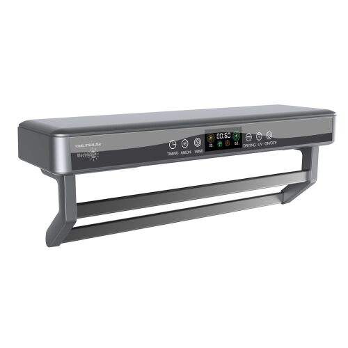Elektromos törölköző szárító és sterilizáló, fürdőszobai vagy konyhai használatra, falra szerelhető, SZ60cm, 450W, ElectricSun PREMIUM Szürke 144121981