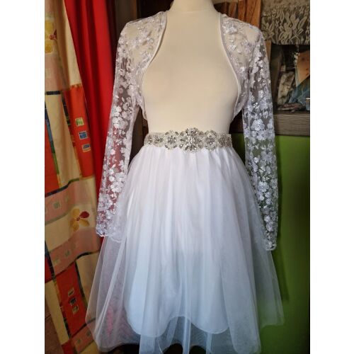 ESKÜVŐ ASZ40 – 3 rétegű fehér midi tüll szoknya 144122645