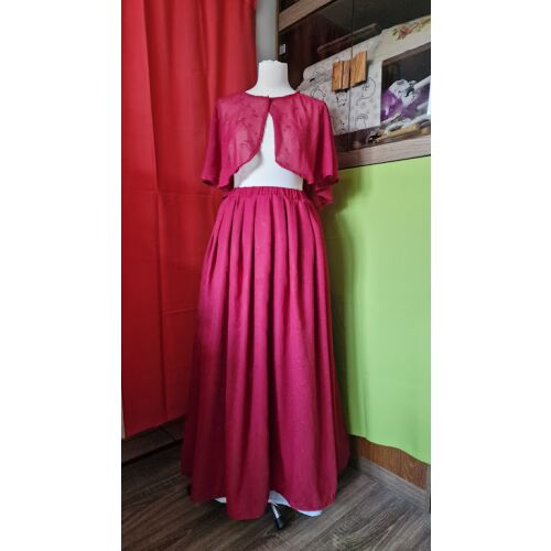 ESKÜVŐ ASZ45B – Hímzett hosszú bordó színű muszlin szoknya 144122776