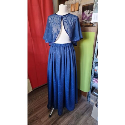 ESKÜVŐ ASZ45C – Hímzett hosszú sötétkék színű muszlin szoknya 144122780