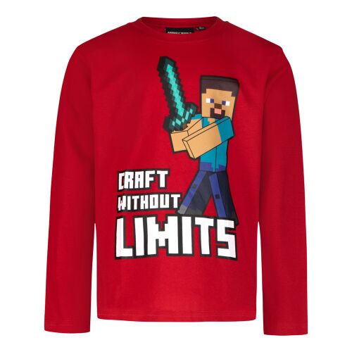 Minecraft 'Craft Without Limits' piros hosszú ujjú póló, 128-as méret