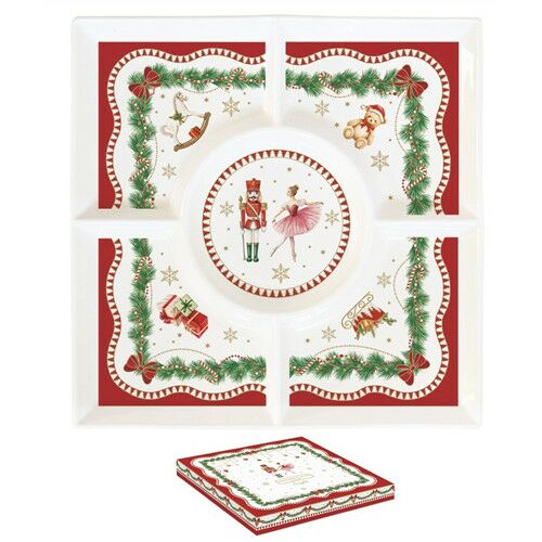 Porcelán kínálótálca 25x25cm, dobozban, Magie de Noel 144145181