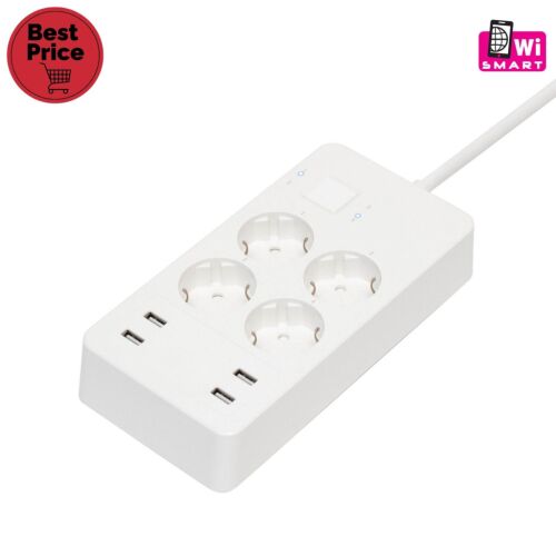 Home NV 4 WIFI smart elosztó, 1,5 m, H05VV-F 3G1,5 mm2 kábel, 4 földelt aljzat, 4 USB aljzat, max.3680W, Tuya alkalmazás kompatibilis, WiFi-s 144146126