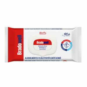 Bradowell alkoholmentes felületfertőtlenítő kendő 64db 144373030 - Elsősegély