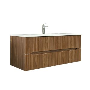 Долен шкаф за баня Leziter Trent 120 дъб sunset с керамична мивка - Leziter Шкаф за баня