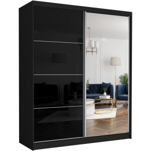 LUNA IV. Gardróbszekrény, fekete üveggel, tükörrel 183x218x60 - fekete 144149000 - Baba & Tipegő