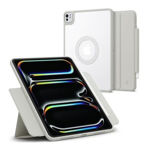 IPAD Pro 13 (2025) SPIGEN AIR SKIN PRO ONETAP tok álló, ECO bőr hatású aktív FLIP, mágneses, SZÜRKE 144149282 - Spigen