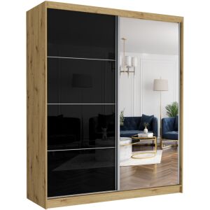LUNA IV. Gardróbszekrény, fekete üveggel, tükörrel 183x218x60 - artisan 144149343 - Baba & Tipegő