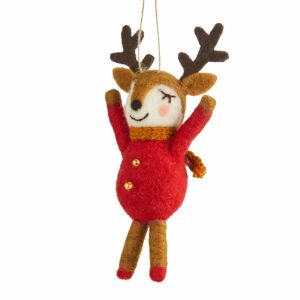 HANG ON filc karácsonyfadísz, szarvas pulóverben 144149447 - Karácsonyfadísz