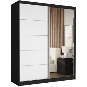 LUNA I. Tolóajtós gardróbszekrény 183x218x60 - fekete, fehér 144150665 - Baba & Tipegő