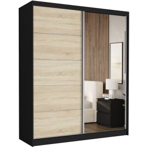 LUNA I. Tolóajtós gardróbszekrény 183x218x60 - fekete, sonoma 144150812 - Baba & Tipegő