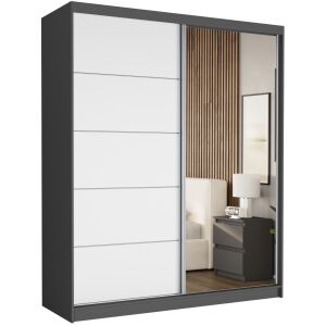 LUNA I. Tolóajtós gardróbszekrény 183x218x60 - antracit, fehér