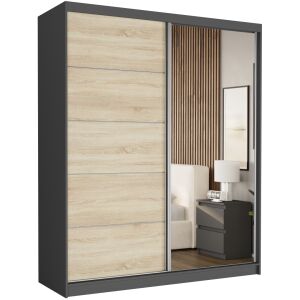 LUNA I. Tolóajtós gardróbszekrény 183x218x60 - antracit, sonoma