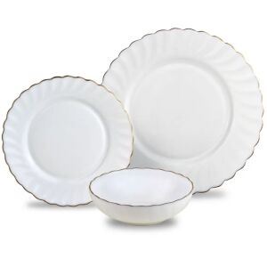 18 darabos tányérkészlet, opál, fehér és arany Kinghoff KH-1921 144151620 - Kinghoff