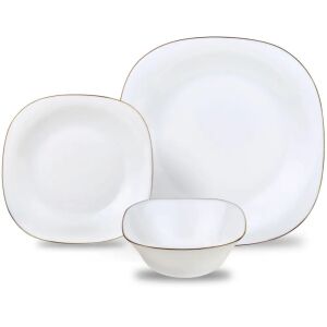 18 darabos tányérkészlet, opál, fehér és arany Kinghoff KH-1923 144151643 - Kinghoff