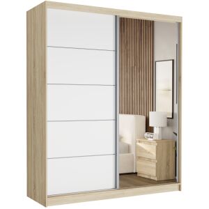 LUNA I. Tolóajtós gardróbszekrény 183x218x60 - sonoma, fehér 144151897 - Baba & Tipegő