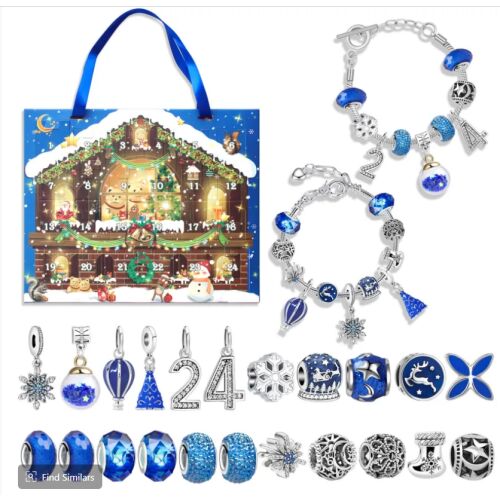 Adventní kalendář  - Náramky s přívěsky  - modrý 144152531