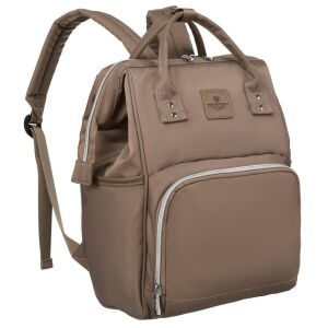 Kétrészes hátizsák bézs színben külső zsebbel - Peterson