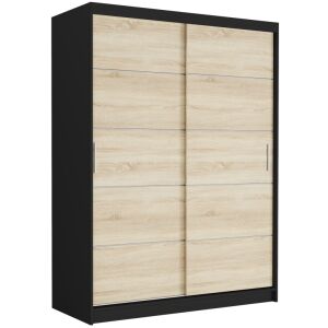 RIVANO IV. Tolóajtós gardróbszekrény 150x200x60 - fekete, sonoma