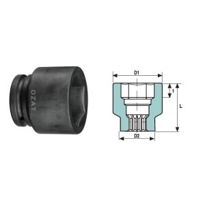 Cap cheie tubulara de impact 5 SPLINE, 6 laturi, scurt 19 144165188 - Unelte de mână