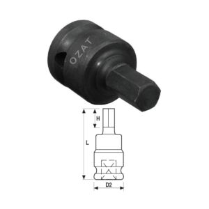 3/4'' Kraft-Steckschlüsseleinsatz mit Außensechskantprofil, einteilig, Standard 1/2'' 144165249 - Steckschlüssel