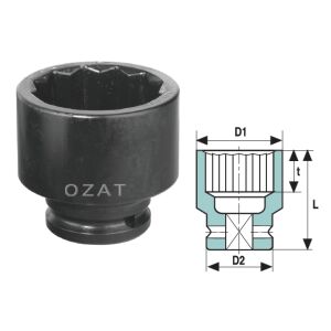 Cap cheie tubulara impact 1/2'' 12 laturi, scurta 1 5/16'' 144165500 - Unelte de mână