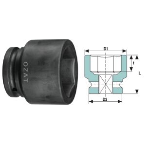 Ütődugókulcs fej 2.1/2'' 6 oldalú, rövid 90 144165635 - Dugókulcs