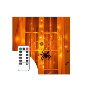 Family Halloween Beltéri LED pókháló pókkal fényfüggöny 70cm átmérő - Meleg fehér 144199762 - Fényfüzér