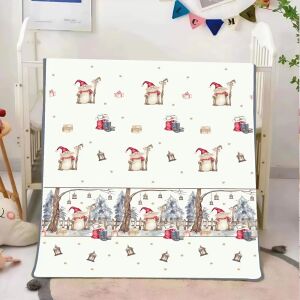 Karácsonyi puha, fehér plüss takaró – jóságos téli manó Mikulásruhában mintával 150 x 200 cm (BBCD) 144201456 - Pléd