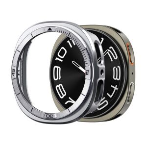 Samsung Watch 8 eSIM 44mm SPIGEN BEZEL TUNE PRO PILOT műanyag óra keret rozsdamentes acél lünetta, ütésállóság, EZÜST 144224705 - Spigen