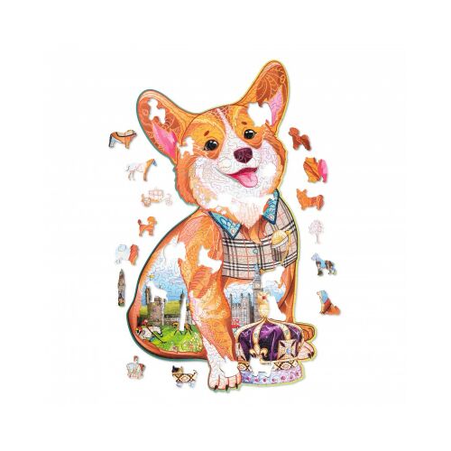 WoodTrick Nagy Corgi fa kirakó, 210 darabos, egyedi kutya alakú elemekkel - Wood Trick