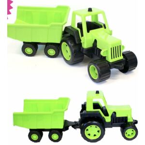 Műanyag traktor utánfutóval, 68 cm