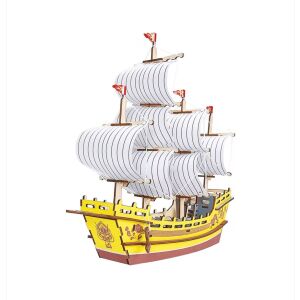 Set de Construit din Lemn, Macheta 3D, Copii si Adulti, 76 piese, Vaporul Comerciantilor de Matase, 8+ ani 144228911 - Puzzle 3D & Puzzle cu burete