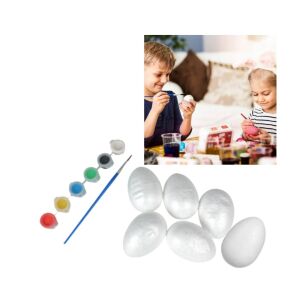 Set de Paste din Polistiren pentru Pictat cu Acuarele si Pensula, 6 oua 144228939 - Decorațiuni de Paște