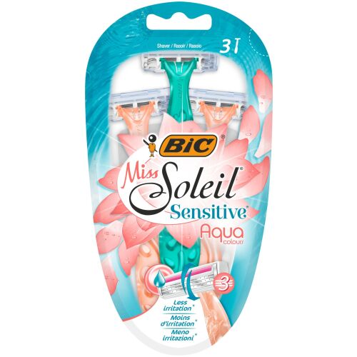 Bic Maszynka do golenia Miss Soleil 3 Sensitive Aqua Colours 1op.-3szt 144233147