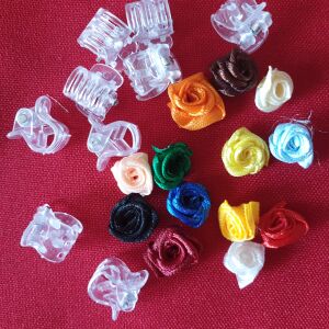 ESKÜVŐ HAD04 - Saját készítésű Hajcsipesz, Harapóscsat 15mm-es rózsával - több színben