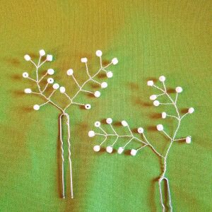 ESKÜVŐ HAD106 - 2 ágú fehér gyöngyös hajfésű hajdísz hajtű 144362200 - Hajtű