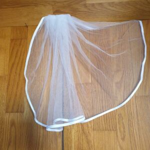 FTY16 - 1 rétegű, szatén szegélyű, Ekrü MINI menyasszonyi fátyol 30x100cm 144362663 - Lovaskate