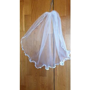 FTY19 - 1 rétegű, hullámos szatén szélű, Hófehér MINI menyasszonyi fátyol 50x100cm 144362721 - Lovaskate