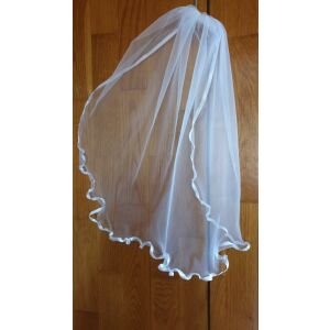 FTY23 - 1 rétegű, hullámos szatén szélű, Ekrü MINI menyasszonyi fátyol 50x100cm 144362729 - Lovaskate