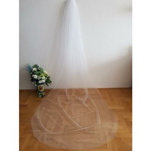 FTY51 - 1 rétegű, szegetlen, Hófehér menyasszonyi fátyol 300x150cm 144363036