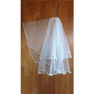 FTY67 - 2 rétegű, hullámos szatén szélű Hófehér MINI menyasszonyi fátyol 30/50x100cm 144363121 - Lovaskate